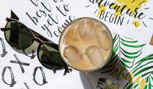 Preview wallpaper coffee, drink, ice, glass, sunglasses, summer