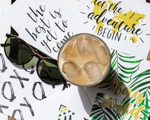 Preview wallpaper coffee, drink, ice, glass, sunglasses, summer