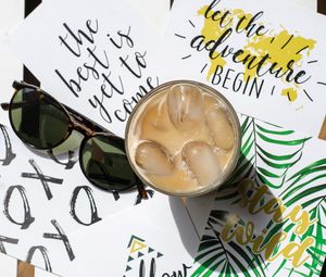 Preview wallpaper coffee, drink, ice, glass, sunglasses, summer