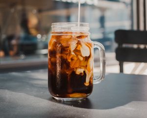 Preview wallpaper coffee, drink, jar, milk, ice