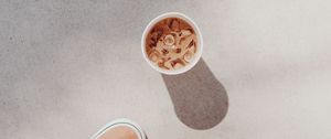 Preview wallpaper coffee, drink, legs, sneakers, ice