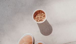 Preview wallpaper coffee, drink, legs, sneakers, ice