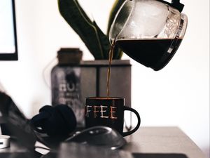 Preview wallpaper coffee, drink, mug, kettle, hand