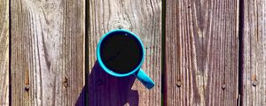 Preview wallpaper coffee, drink, mug, boards, wood, shadow