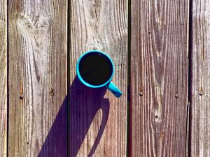 Preview wallpaper coffee, drink, mug, boards, wood, shadow