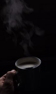 Preview wallpaper coffee, drink, steam, mug, hot, dark