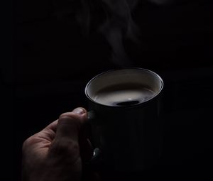 Preview wallpaper coffee, drink, steam, mug, hot, dark