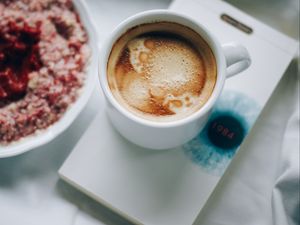 Preview wallpaper coffee, foam, breakfast