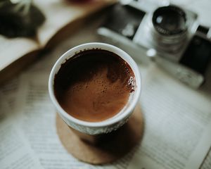 Preview wallpaper coffee, foam, cup, blur