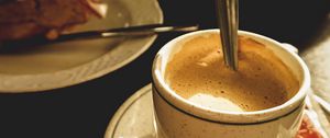 Preview wallpaper coffee, foam, drink, cup, spoon