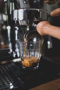 Preview wallpaper coffee, glass, coffee machine, metallic, drink