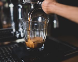 Preview wallpaper coffee, glass, coffee machine, metallic, drink