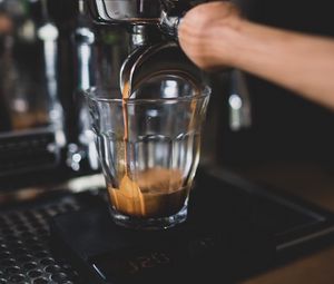 Preview wallpaper coffee, glass, coffee machine, metallic, drink