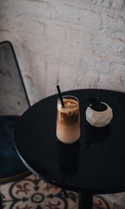 Preview wallpaper coffee, glass, drink, plant, table