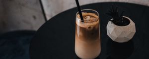 Preview wallpaper coffee, glass, drink, plant, table