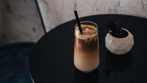 Preview wallpaper coffee, glass, drink, plant, table