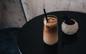 Preview wallpaper coffee, glass, drink, plant, table