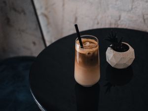 Preview wallpaper coffee, glass, drink, plant, table