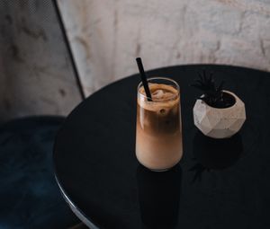 Preview wallpaper coffee, glass, drink, plant, table