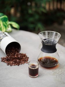 Preview wallpaper coffee, glass, drink, beans