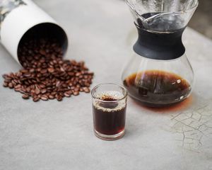 Preview wallpaper coffee, glass, drink, beans