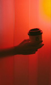 Preview wallpaper coffee, glass, hand, dark