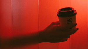 Preview wallpaper coffee, glass, hand, dark