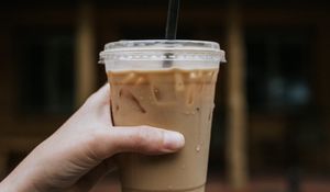 Preview wallpaper coffee, glass, hand, drink