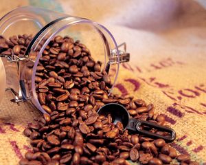 Preview wallpaper coffee, grains, bank