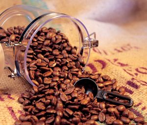 Preview wallpaper coffee, grains, bank