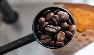 Preview wallpaper coffee, grains, macro, blur, brown