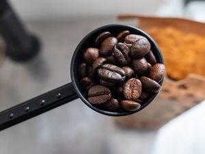 Preview wallpaper coffee, grains, macro, blur, brown