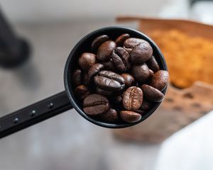 Preview wallpaper coffee, grains, macro, blur, brown