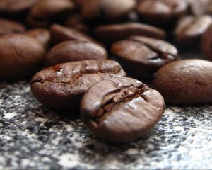 Preview wallpaper coffee, grains, macro, brown, blur
