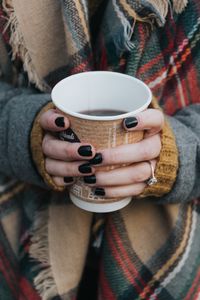 Preview wallpaper coffee, hand, glass, scarf