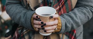 Preview wallpaper coffee, hand, glass, scarf