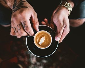 Preview wallpaper coffee, hands, cup