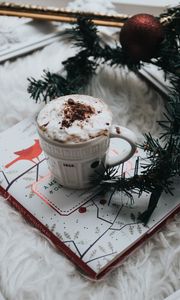 Preview wallpaper coffee, latte, chocolate, notebook, christmas