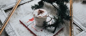 Preview wallpaper coffee, latte, chocolate, notebook, christmas