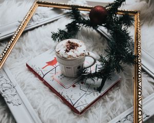 Preview wallpaper coffee, latte, chocolate, notebook, christmas