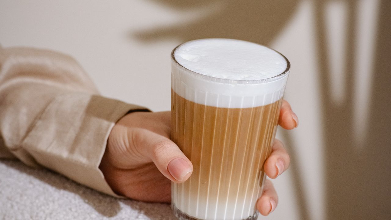 Wallpaper coffee, latte, glass, hand