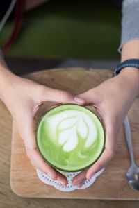 Preview wallpaper coffee, latte, mint, hands, foam