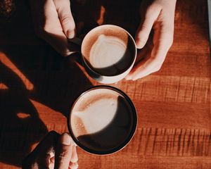 Preview wallpaper coffee, love, couple, mugs, hands