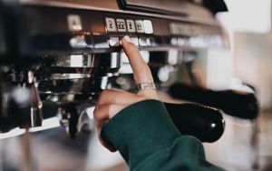 Preview wallpaper coffee machine, coffee, hand, barista, ring