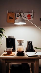 Preview wallpaper coffee machine, coffee, lamp, table, interior