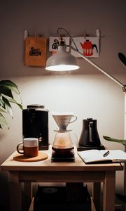 Preview wallpaper coffee machine, coffee, lamp, table, interior