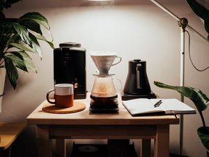 Preview wallpaper coffee machine, coffee, lamp, table, interior