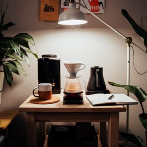 Preview wallpaper coffee machine, coffee, lamp, table, interior