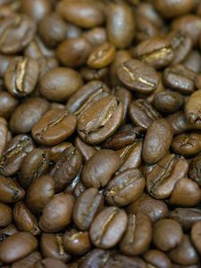 Preview wallpaper coffee, macro, beans, brown, caffeine