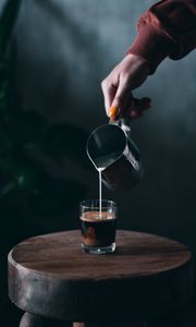 Preview wallpaper coffee, milk, glass, hand